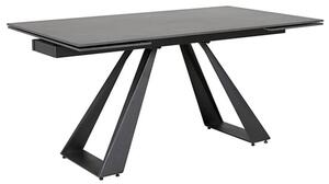 Iker Grey Stone Extending Dining Table With Black Metal Base