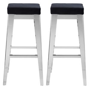 Fafnir Black Velvet Bar Stool With Silver Steel Legs In A Pair