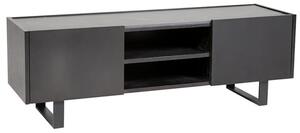 Iker Wooden TV Stand With Grey Stone Top In Black