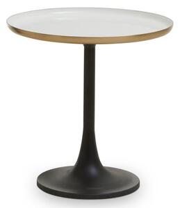 Cordue White Enamel top Side Table With Black Metal Base