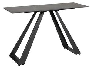 Iker Grey Stone Console Table With Black Metal Base