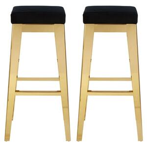 Fafnir Black Velvet Bar Stool With Gold Steel Legs In A Pair