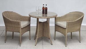 Derya Glass Top 70cm Bistro Table With 2 Stacking Chairs