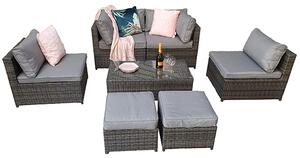 Cordoba Modular Lounge Sofa Set In Mixed Flat Grey Weave