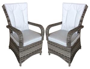 Fetsa Outdoor Flat Brown Weave Dining Armchairs In Pair