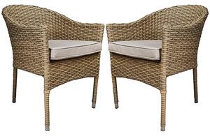 Derya Natural Wicker Stacking Dining Chairs In Pair