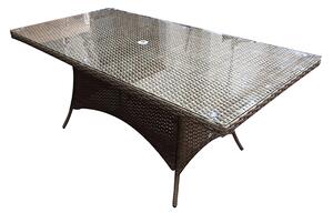 Derya Glass Top 200cm Wicker Dining Table In Natural