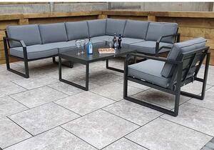 Adana Corner Aluminium Lounge Sofa Set And Coffee Table In Grey