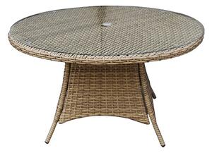 Derya Glass Top 100cm Wicker Dining Table In Natural