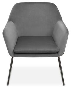 Zander Upholstered Velvet Armchair In Grey