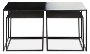 Ramita Metal Set Of 3 Coffee Tables In Black And White