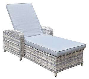 Chenja Sun Lounger With Arms In Silver Grey Wicker