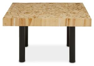 Malign Square Wooden Top Coffee Table With Black Metal Legs