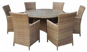 Derya Glass Top 135cm Dining Table With 6 High Back Chairs