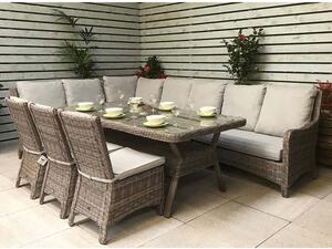 Abobo High Back Corner Large Lounge Dining Set In Fine Grey