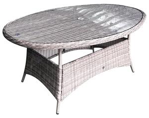 Abobo Oval Glass Top Dining Table In Fine Grey