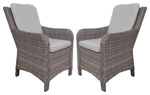 Abobo High Back Fine Grey Fabric Dining Chair In Pair