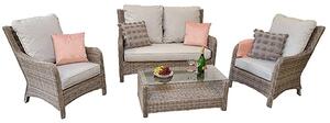 Abobo High Back Lounge Set With Coffee Table In Fine Grey