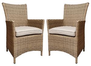 Derya Natural Wicker High Back Dining Chairs In Pair