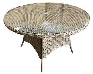 Derya Glass Top 135cm Wicker Dining Table In Natural