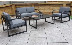 Adana Aluminium Lounge Sofa Set With Coffee Table In Grey