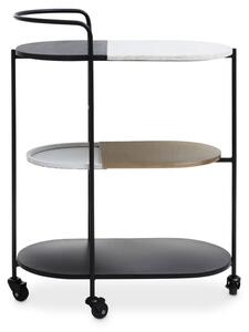 Cordue Black And White Marble Drinks Trolley With Black Frame