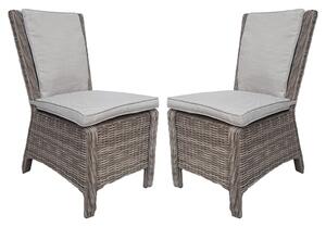 Abobo High Back Armless Fine Grey Fabric Dining Chair In Pair