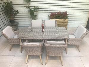 Deven Outdoor Rectangular Dining Table With 6 Chairs In Fine Grey