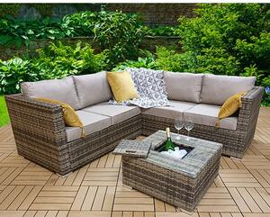 Gitel Corner Lounge Sofa Set With Ice Bucket Table In Brown