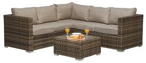 Gitel Compact Corner Sofa Set With Coffee Table In Mixed Brown