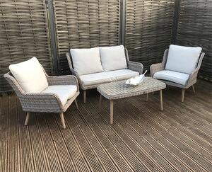 Deven Outdoor Wicker 4 Seater Lounge Set In Fine Grey