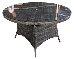 Elysia Round Clear Glass Top 135cm Dining Table In Mixed Grey