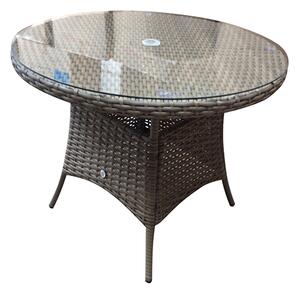 Elysia Round Clear Glass Top 100cm Dining Table In Mixed Grey