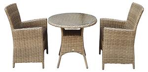 Derya Glass Top 70cm Bistro Table With 2 High Back Chairs