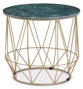 Mania Round Green Marble Top Side Table With Gold Base