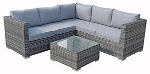 Gitel Compact Corner Sofa Set With Coffee Table In Mixed Grey