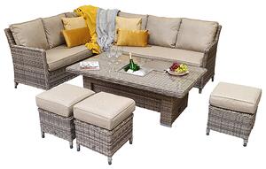 Enola Corner Dining Sofa Set In Double Half Round Weave