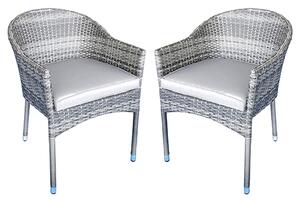 Elysia Mixed Grey Weave Stacking Armchairs In Pair