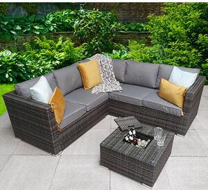 Gitel Corner Lounge Sofa Set With Ice Bucket Table In Grey