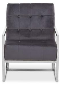 Hanna Velvet Lounge Chair With Silver Frame In Grey