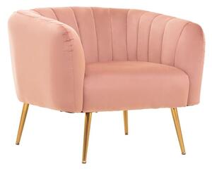 Larrisa Velvet Armchair With Gold Metal Legs In Pink