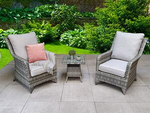 Savvy Weave 3 Piece High Back Lounge Set With Table In Grey