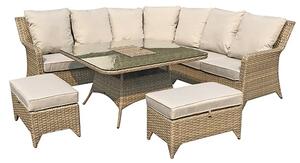 Savvy Corner Weave Dining Sofa Set With Ice Bucket In Natural