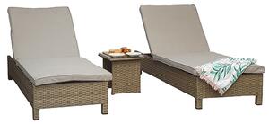 Sayer Weave Pair Of Sun Loungers With Table In Natural