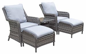 Malti Weave 5 Piece Lounge Set With Cushions In Multi Grey