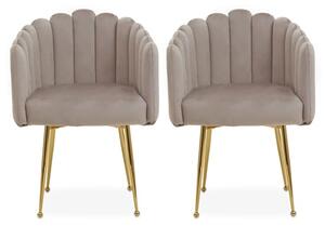 Beria Upholstered Mink Velvet Dining Chairs In A Pair