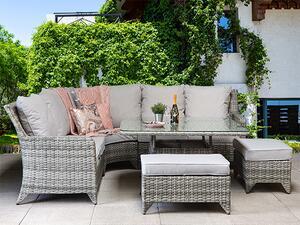 Savvy Corner Weave Dining Set With Grey Cushions In Grey