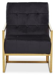 Hanna Velvet Lounge Chair With Gold Frame In Black