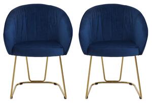 Vinita Upholstered Midnight Blue Velvet Dining Chairs In A Pair