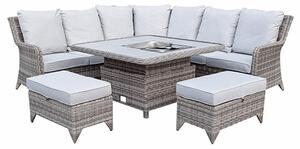 Savvy Corner Weave Lounge Dining Set With Lift Table In Grey